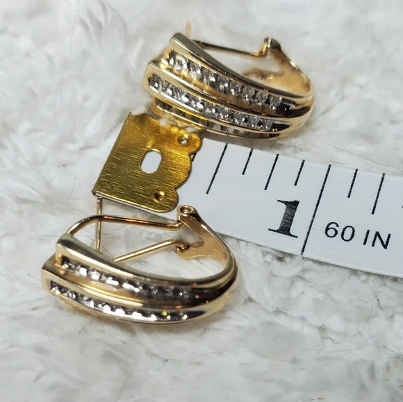 Zales14kGold Channel Set Diamond Earrings - Picture 12 of 14